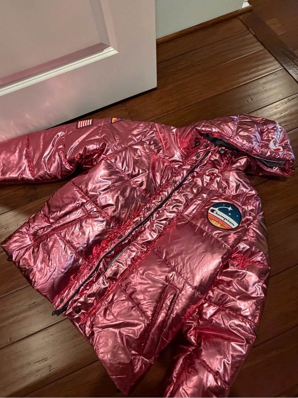 Champion x NASA Metallic Pink Puffer Jacket - Picture 4 of 9